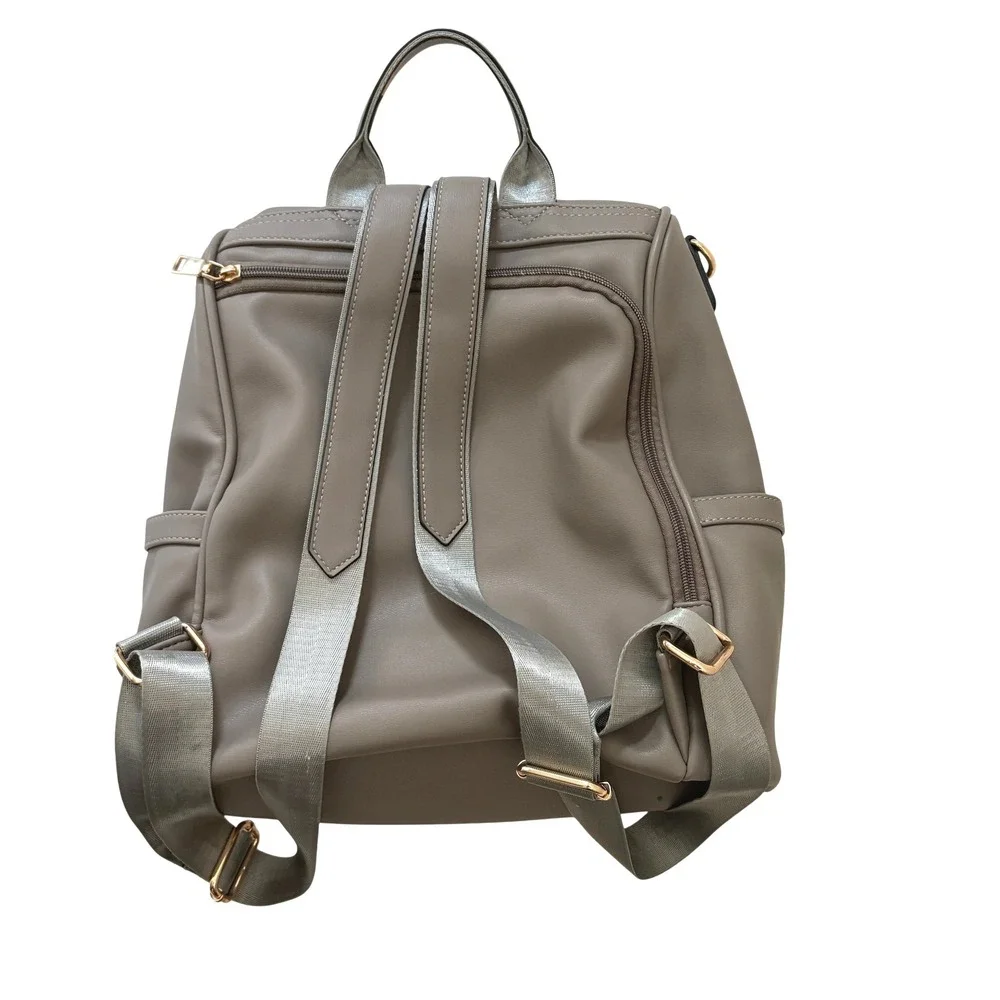 Cluci Gray Backpack Purse Convertible Shoulder‎ Bag Handbag Faux Leather